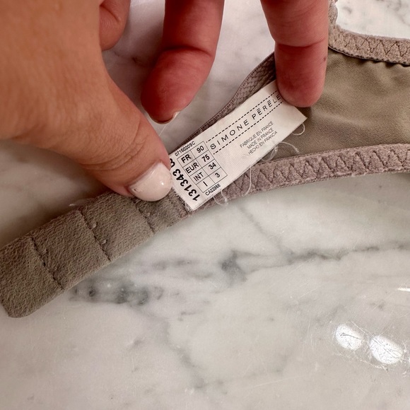 Simone Perele Andora 3D Spacer Molded Bra 34B Grey Taupe with Blue Embroidery - Picture 9 of 11